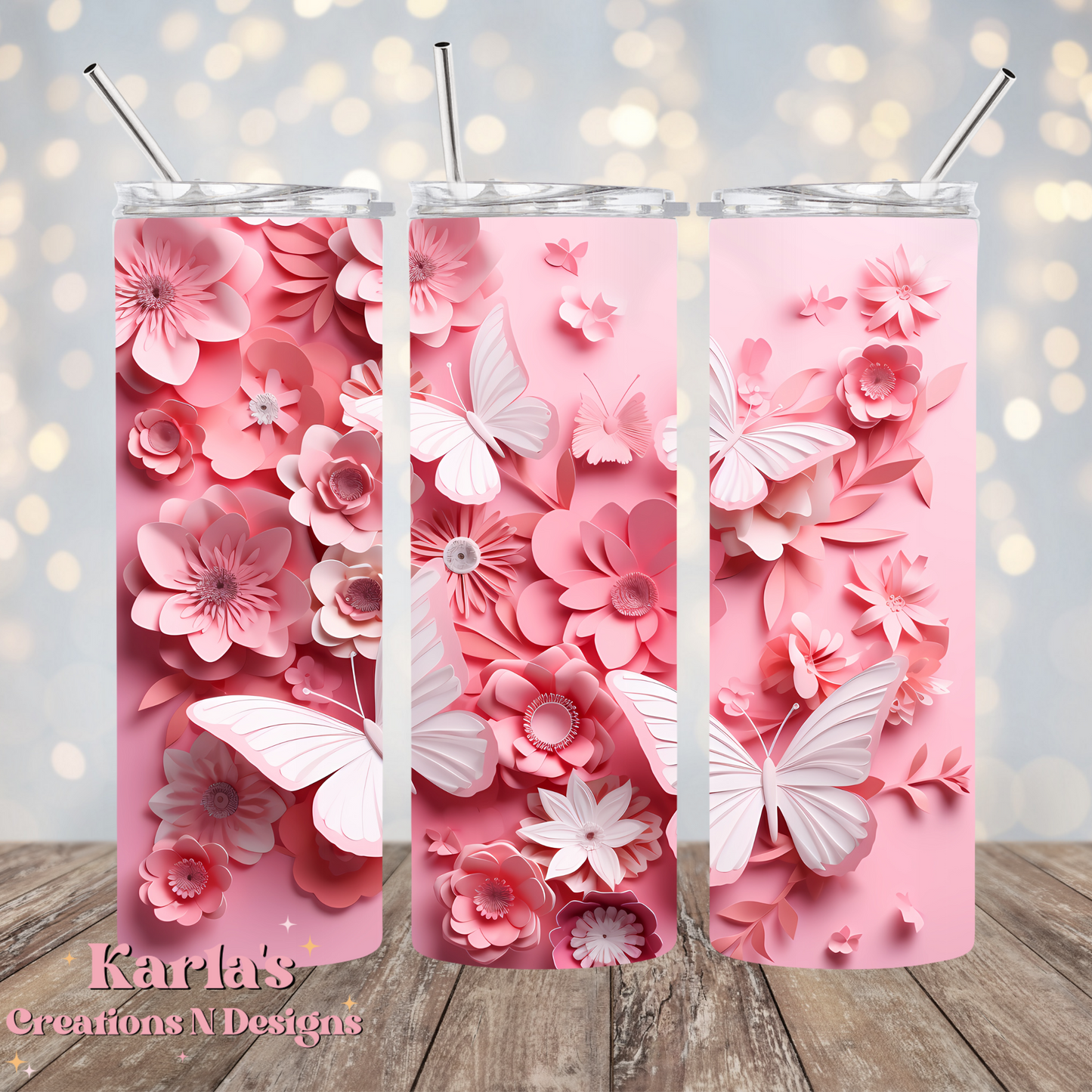 3D butterfly 20 oz tumbler