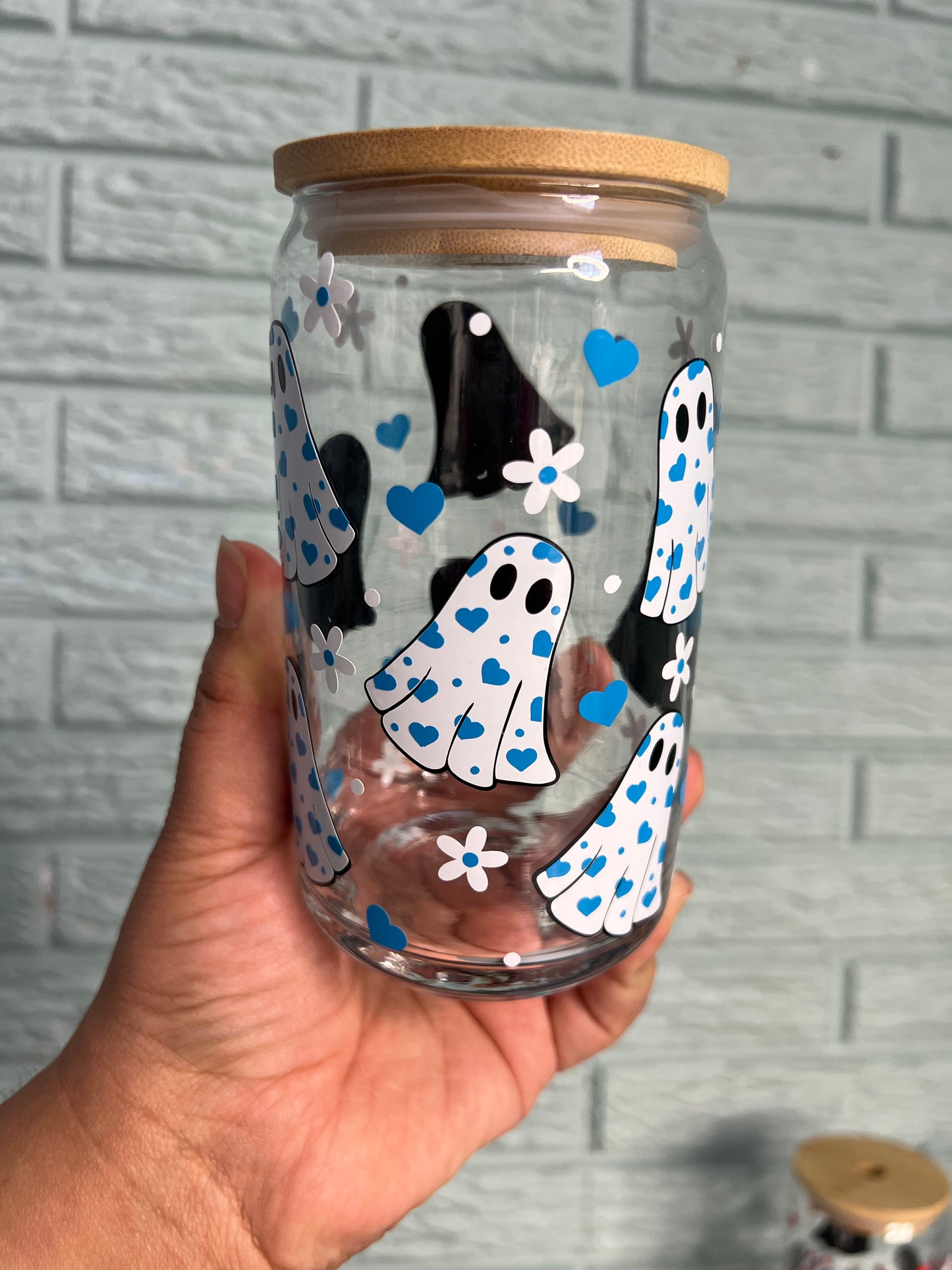 Heart Ghost 16 oz Libby Glass