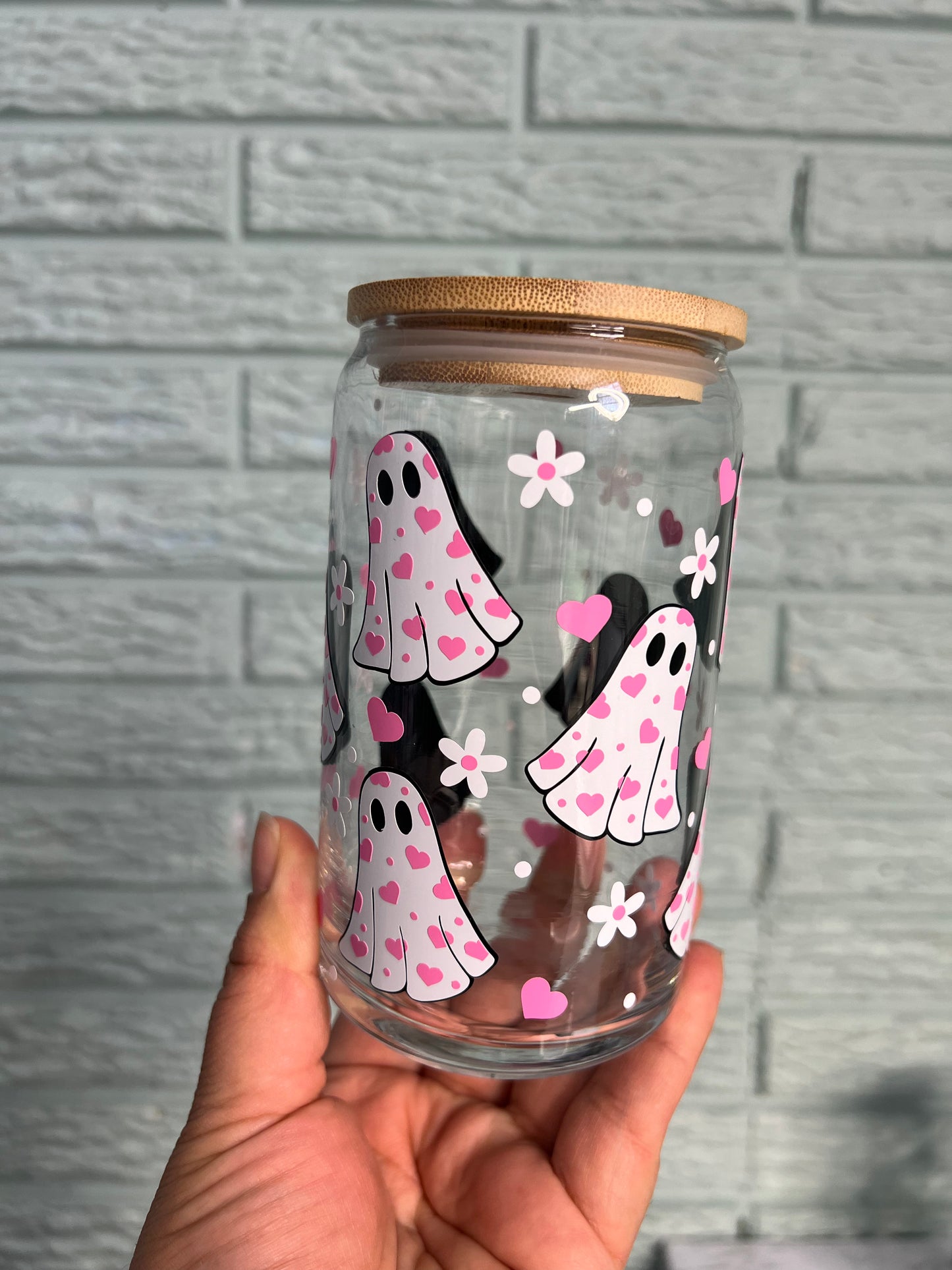Heart Ghost 16 oz Libby Glass