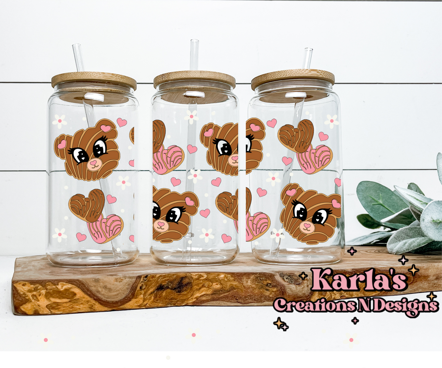 Teddy Bear Concha 16 oz Glass